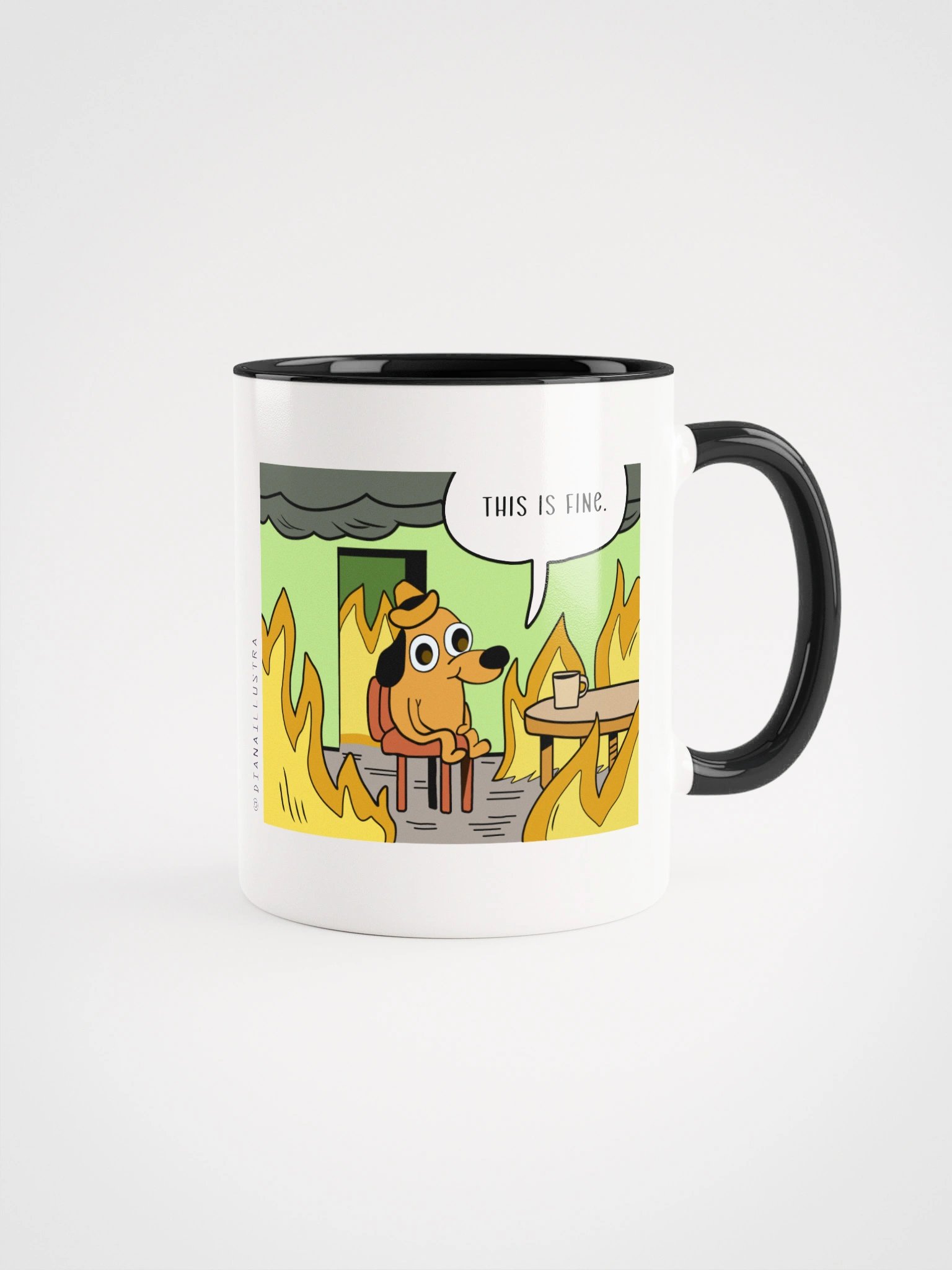 "This is fine" Ceramic Mug with color inside product image (1)