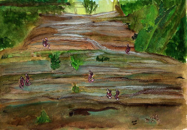 Fairy Meadow Watercolour and Ink painting - 3rd in the series - PHYSICAL product image (1)