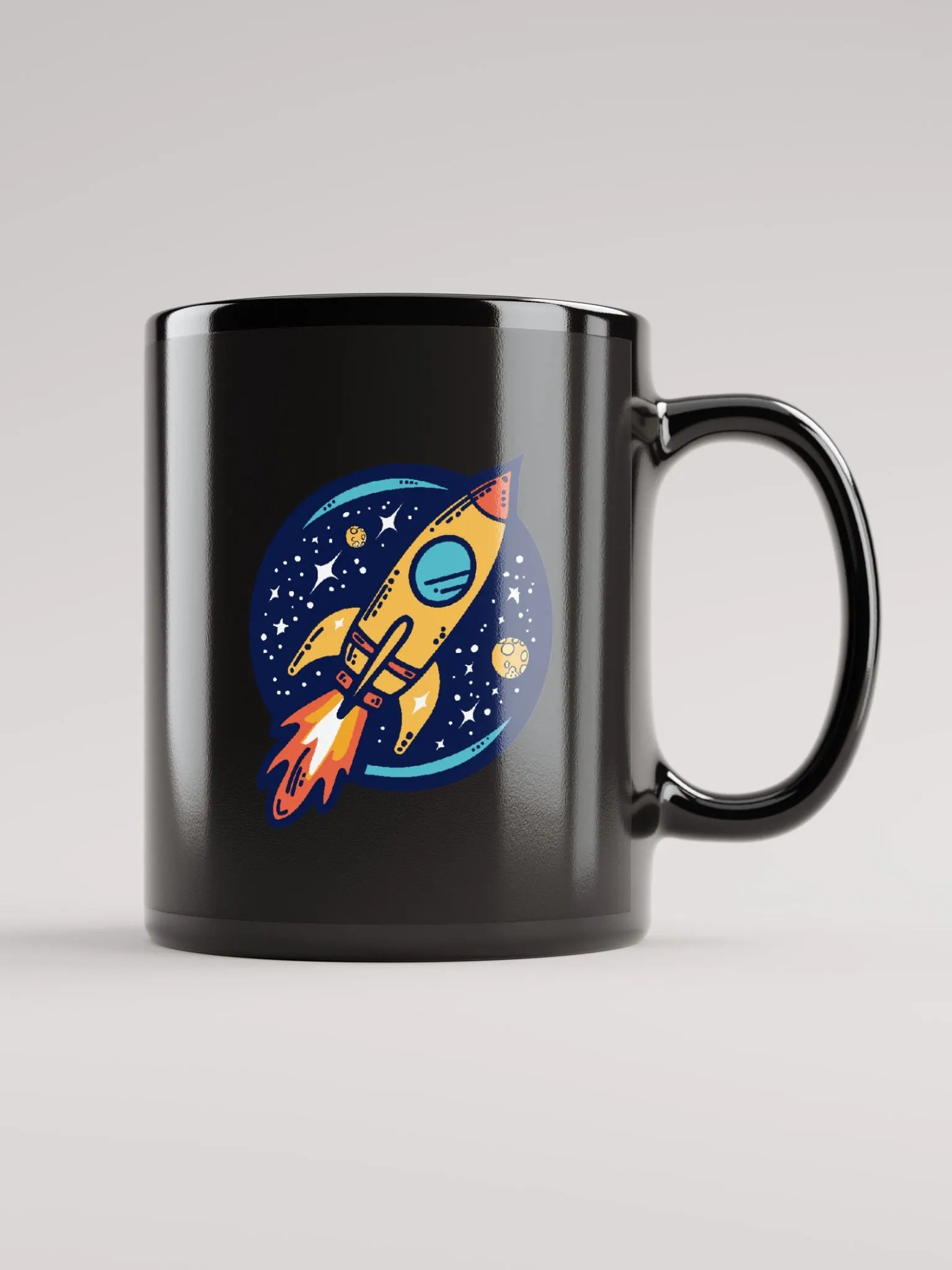Rocket Traveling Through Space | Black Mug product image (2)