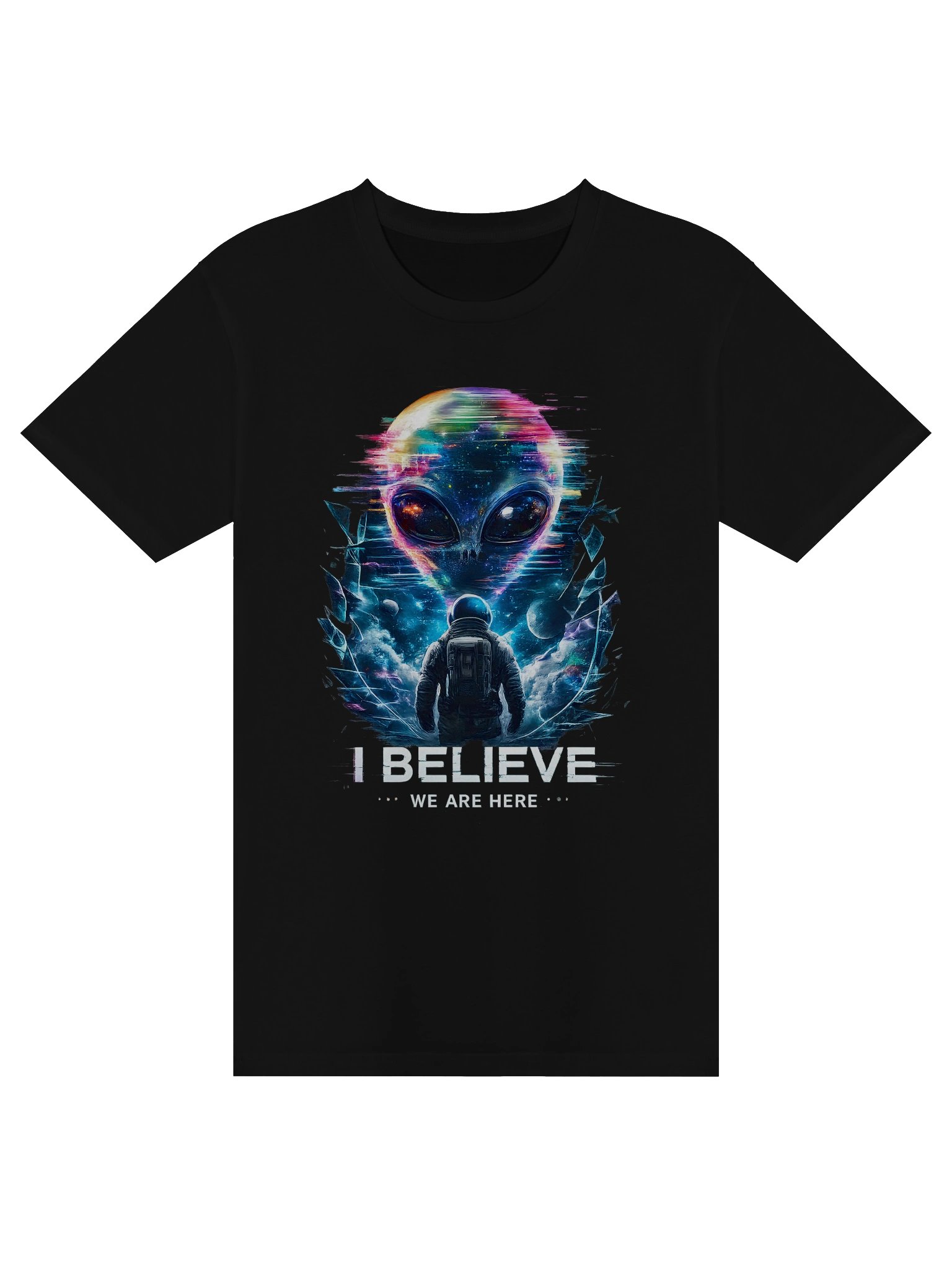 I Believe" Glitch Alien Heavyweight Graphic Tee – Premium Sci-Fi Streetwear product image (1)