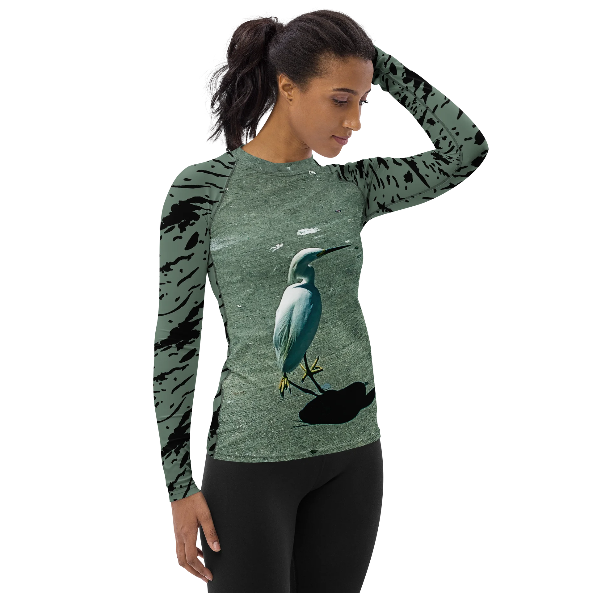 Snowy Egret Women's Splatter Rash Guard product image (4)
