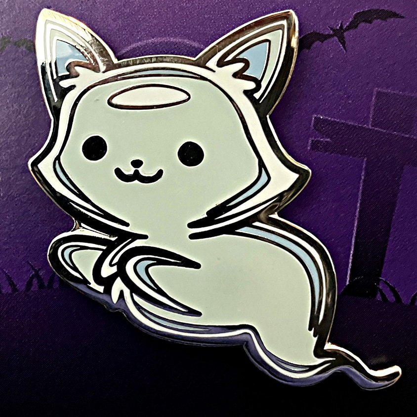 Glow-in-the-Dark Ghost Cat Pin product image (1)