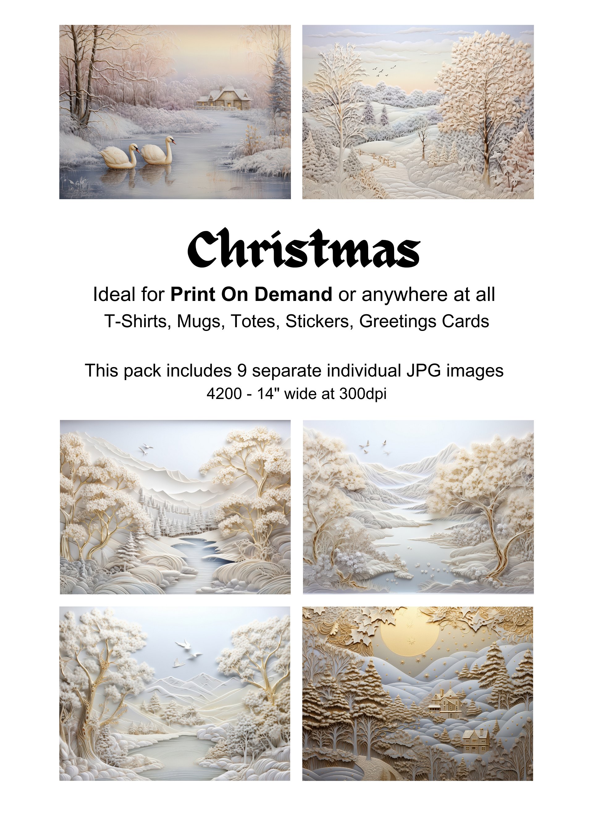 9 "Christmas Landscapes" Clipart Image Bundle product image (1)