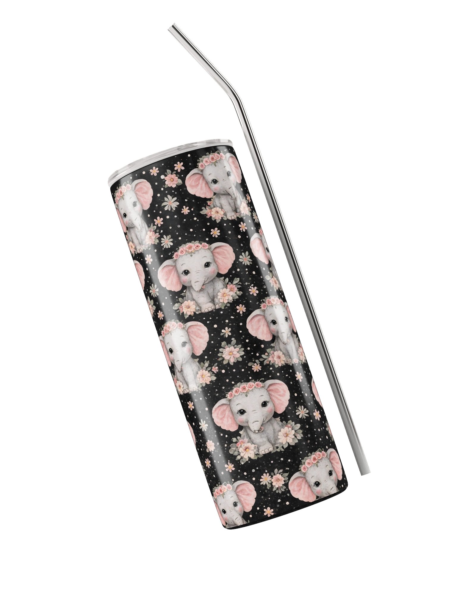 Floral Elephant Stainless Steel Tumbler product image (4)