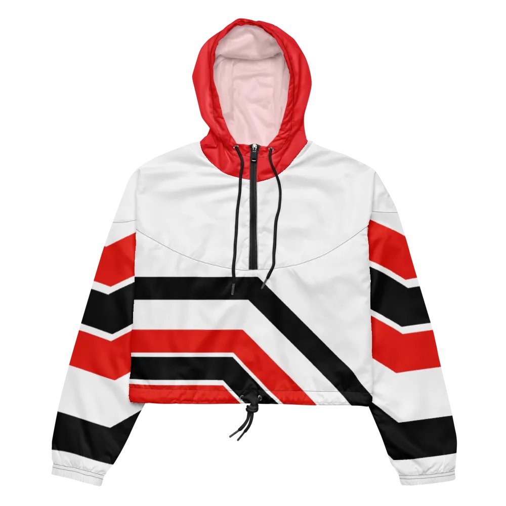 Red, Black & White Chevron Women’s Cropped Windbreaker product image (2)