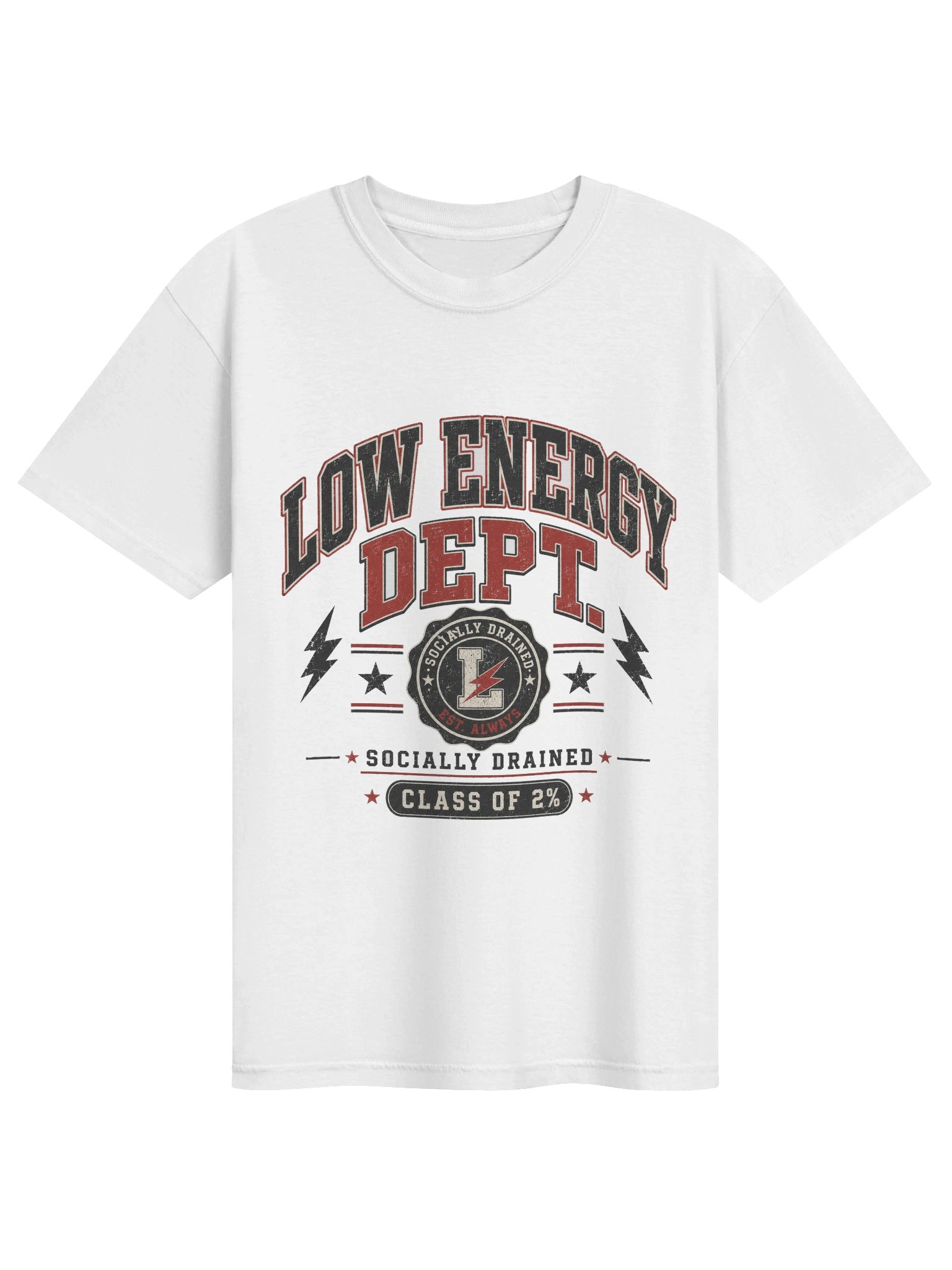 Low Energy Dept Vintage Tee – Funny Socially Drained Graphic Shirt product image (1)