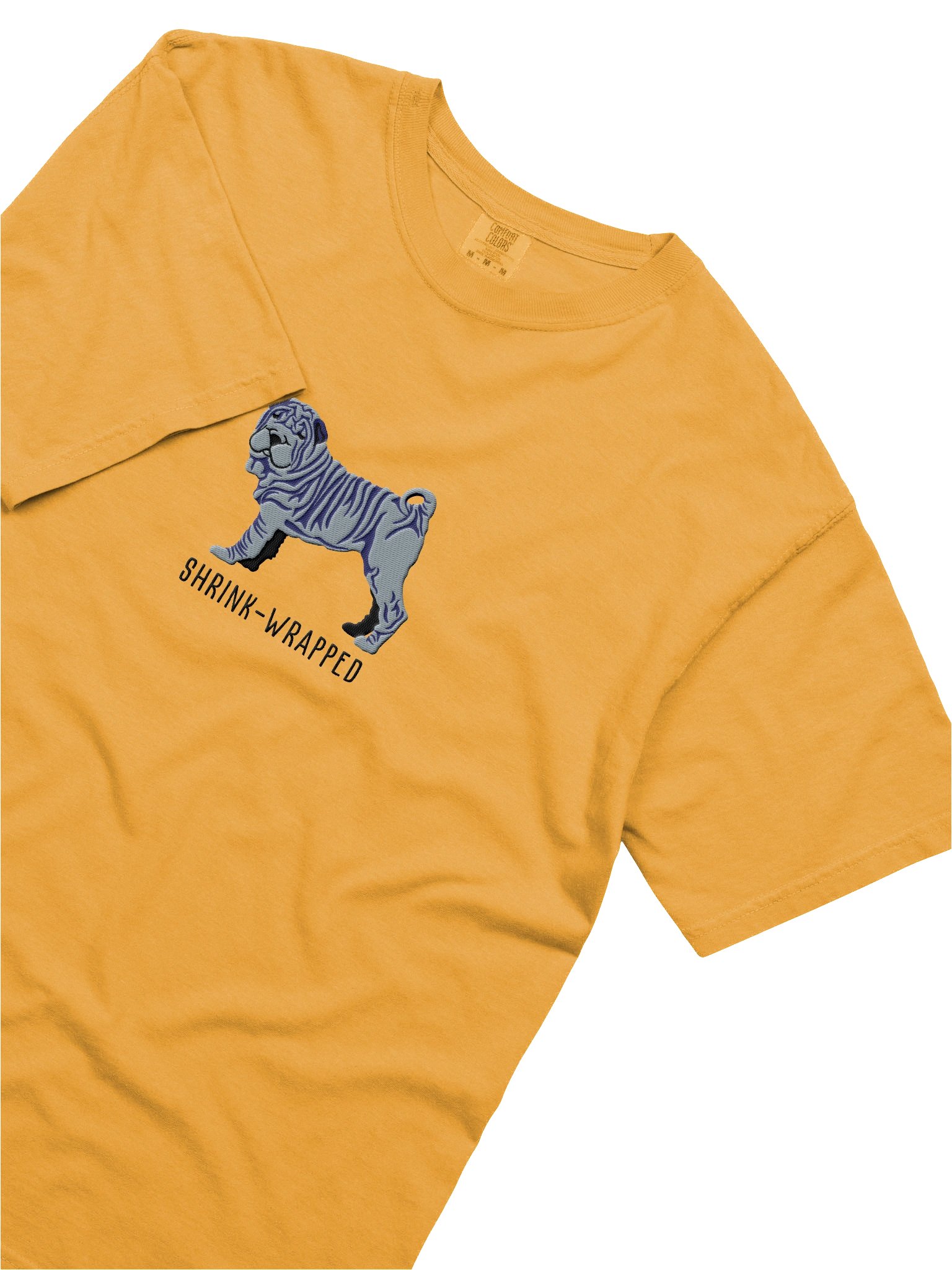 Shrink-Wrapped T-Shirt(Embroidered) of a Chinese Shar-Pei(Blue) product image (8)