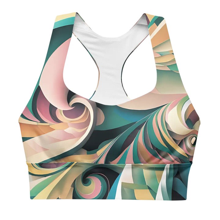 Abstract Lithographic Pattern Design Longline Sports Bra - V6 product image (2)