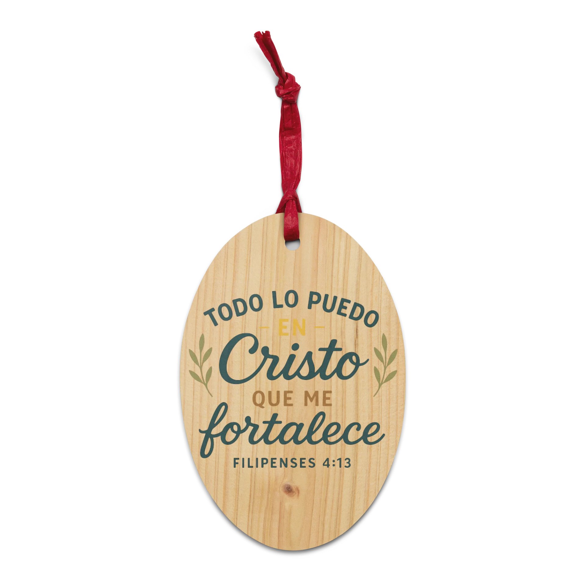 Christian Wooden Ornament – “Todo lo puedo en Cristo” – Spanish Scripture product image (1)