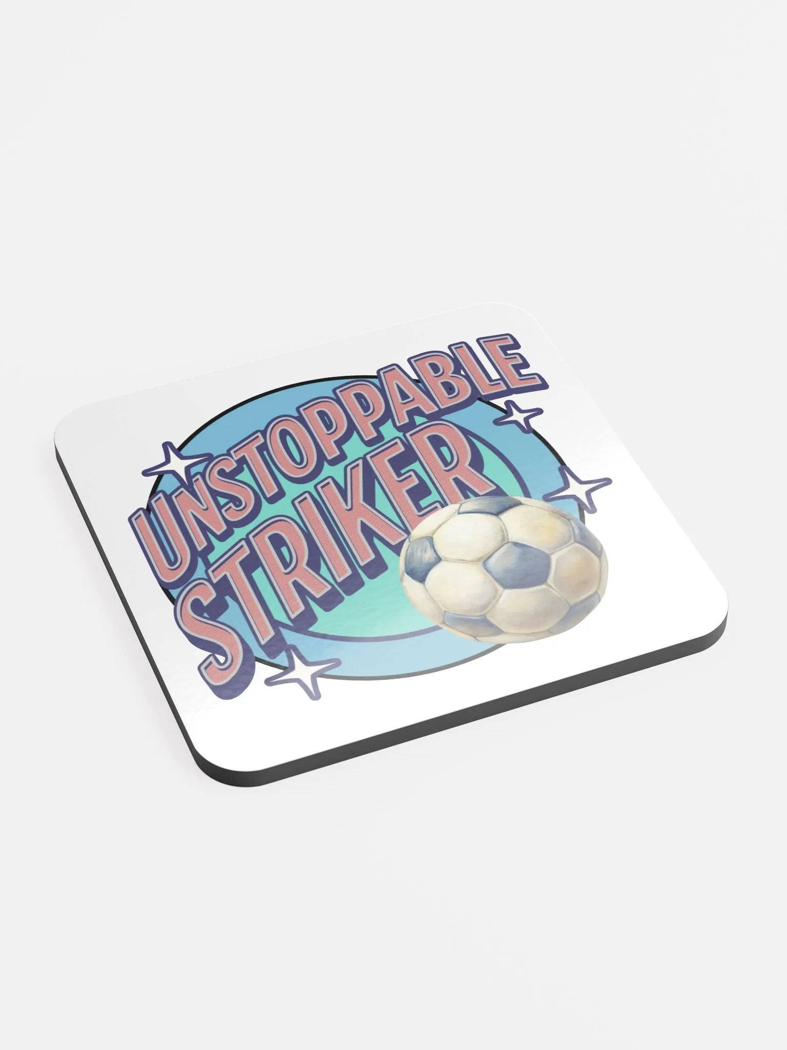Unstoppable Striker Soccer Cork Coaster product image (3)