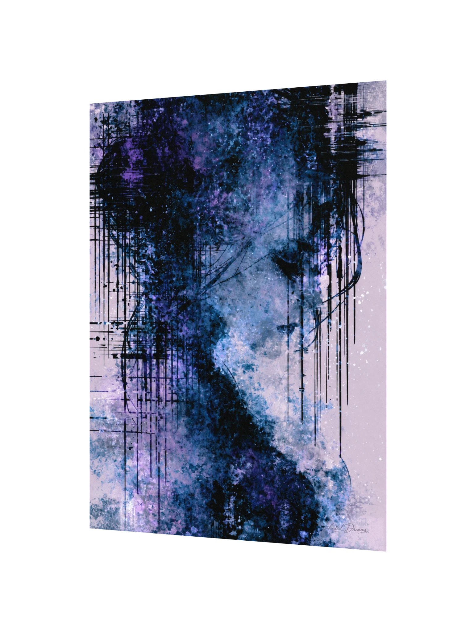Abstract Blue Portrait Art Print — Echoes in the Static product image (2)