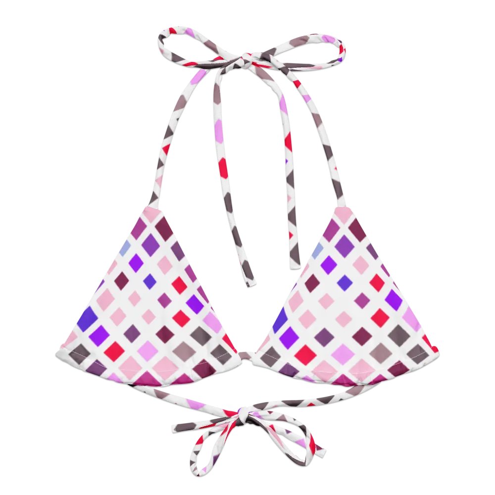 Colorful Square Pattern Design String Bikini Top - v2 product image (2)