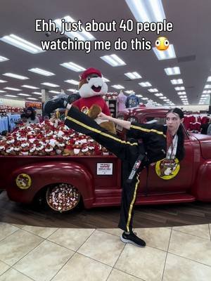 Anything for the gram… 💀🤩 #karate #bucees #funny #blackbelt #femalemartialartist 