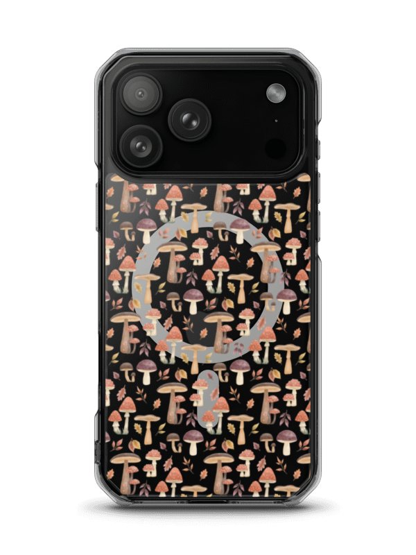 MagSafe® clear case for iPhone the mushroom haven. Autumn cottagecore mushroom design product image (1)