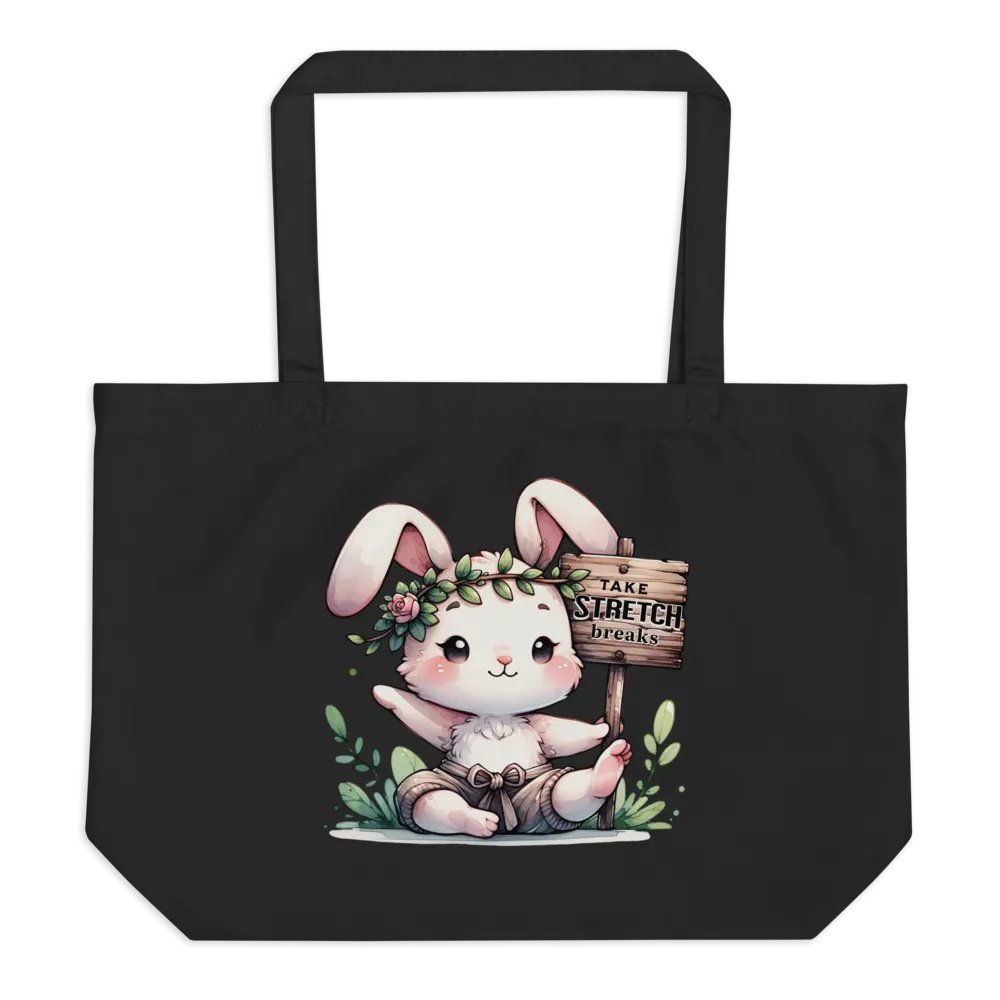 Take time to stretch bunny: Eco-friendly Tote bag. product image (2)