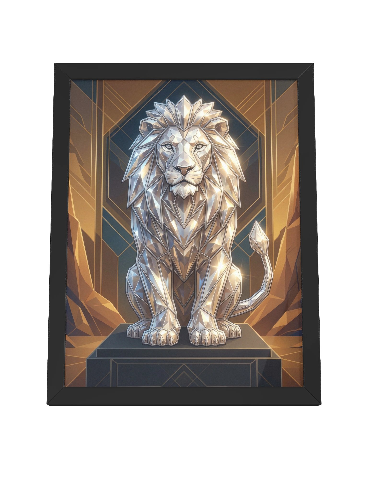 Geometric Metallic Lion Framed Poster - Neo-Deco Wall Art product image (4)