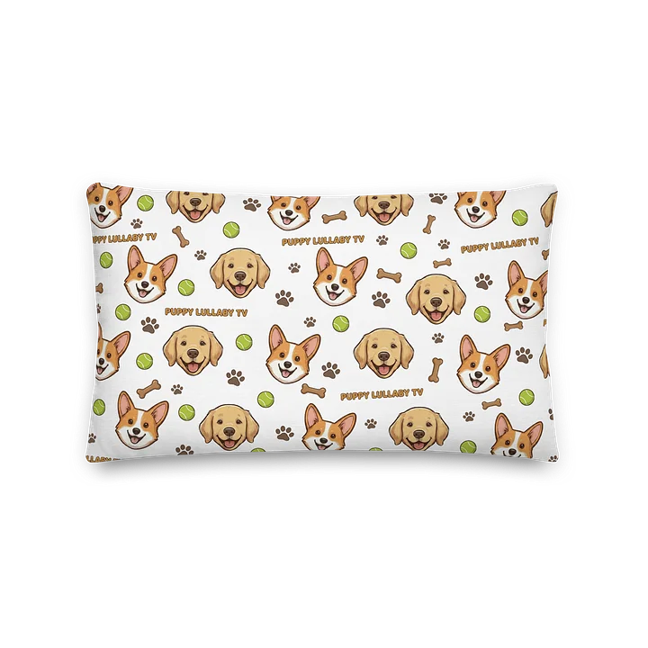 Golden Retriever & Corgi Puppy Pattern Throw Pillow – Puppy Lullaby TV Official Decorative Square Cushion product image (1)