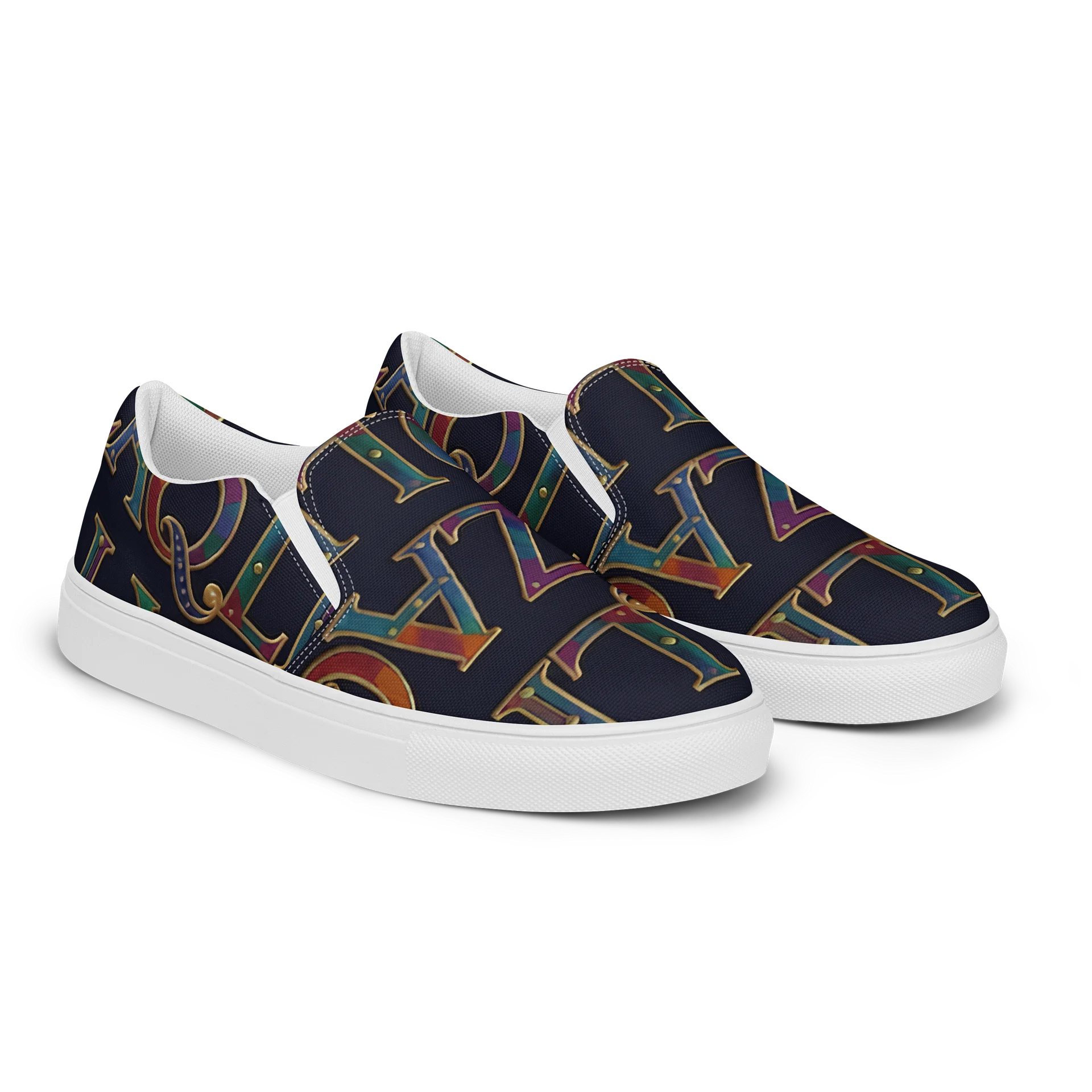 XZAQLI Monogram Women's Canvas Slip-On (Navy Blue) product image (3)