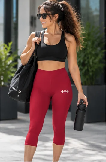 His House Womens Performance Crop Leggings - Red by His House
