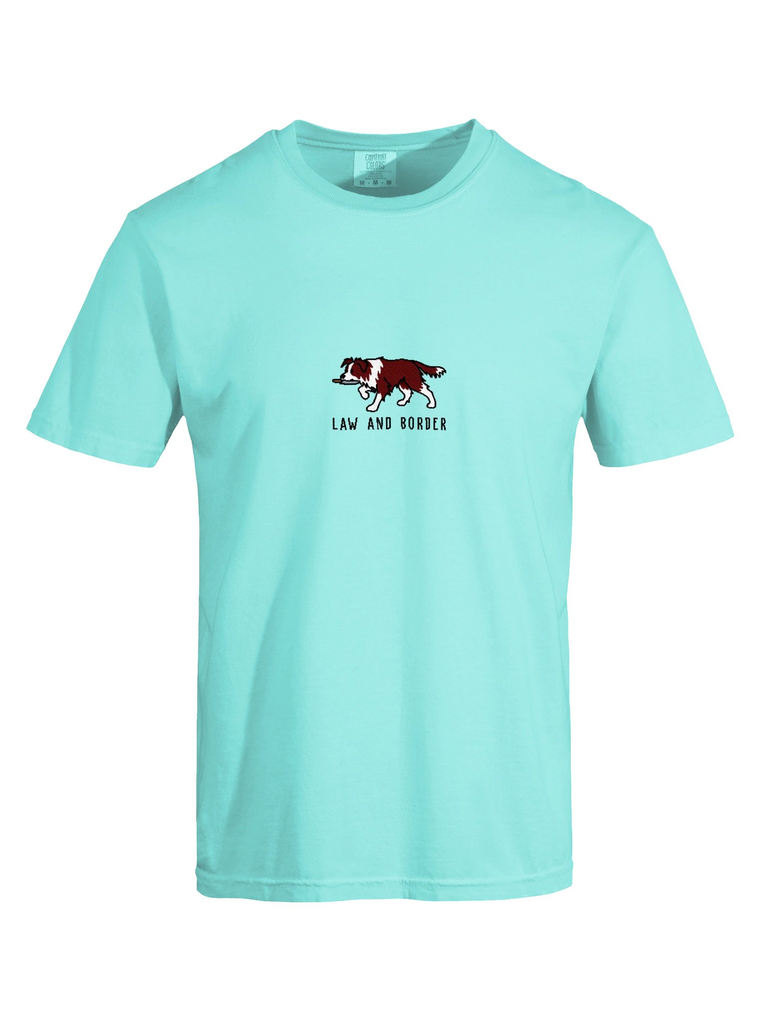 Law and Border Funny Chibi-Style Embroidered T-Shirt for Border Collie(Red & White) Owners product image (99)
