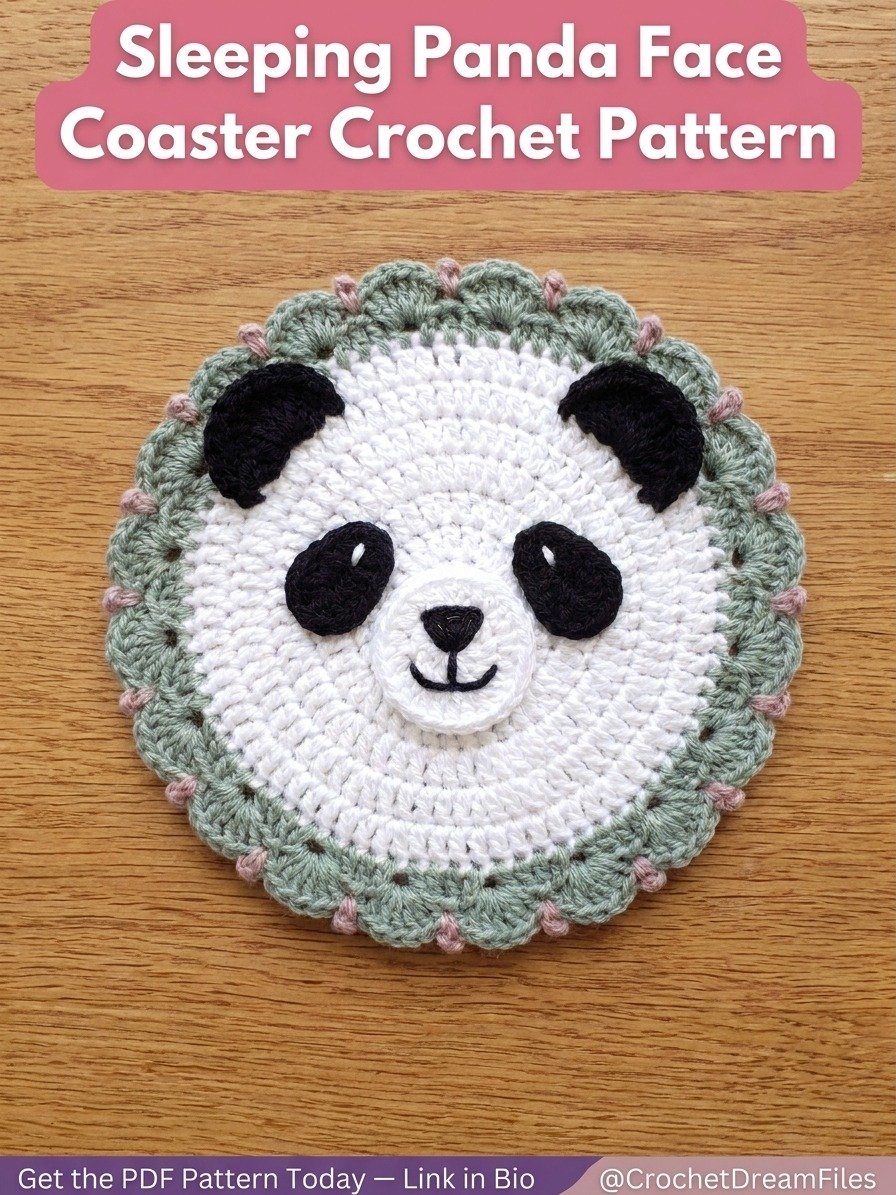 Panda Face Crochet Coaster Pattern product image (6)