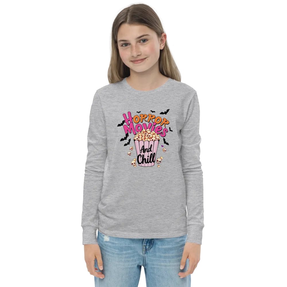 Horror Movies and Chill Popcorn Youth L/S Tee product image (1)