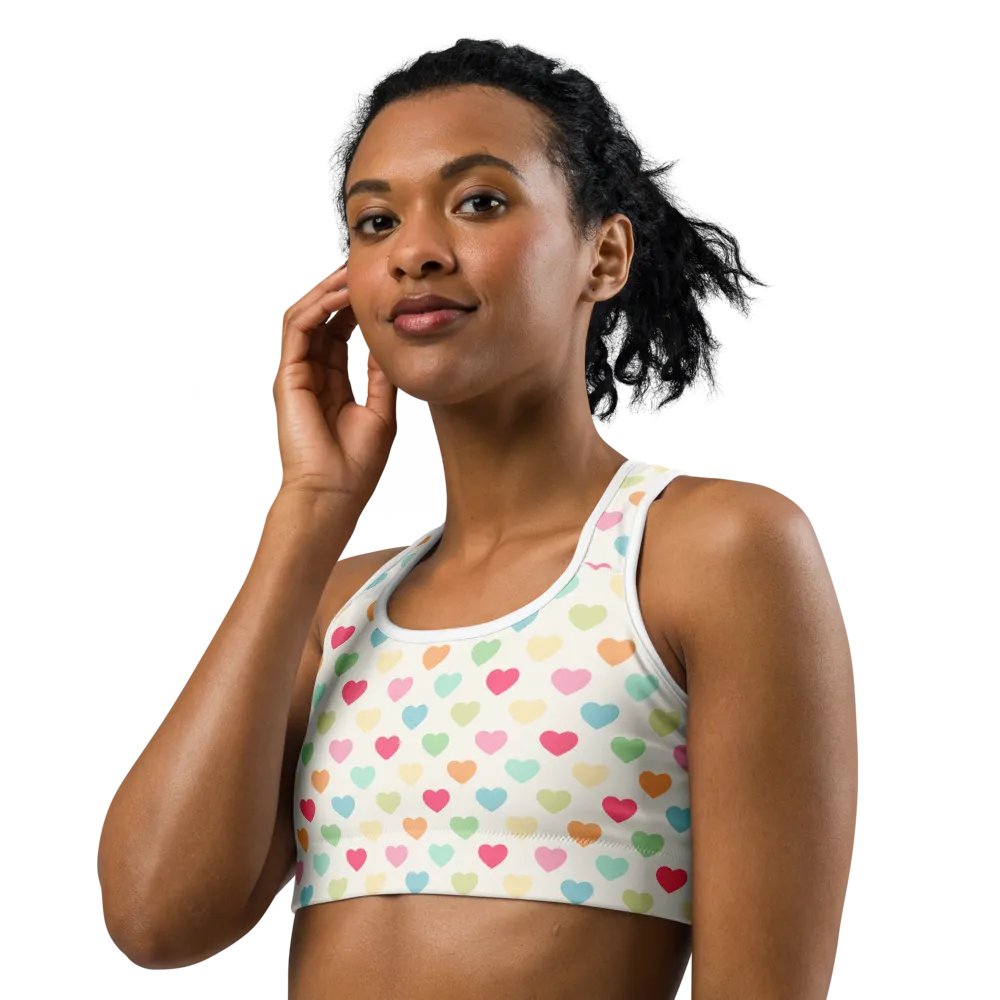 Colorful Heart Pattern Sports Bra product image (2)