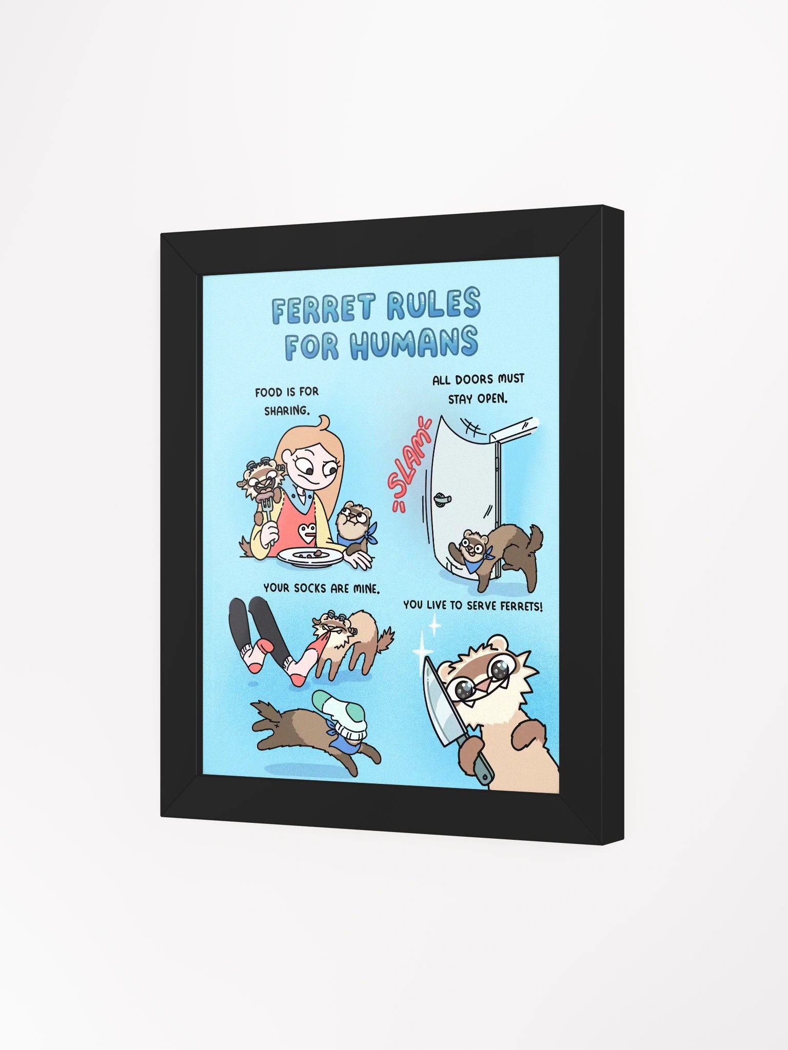 Ferret Rules for Humans | Framed Print product image (10)