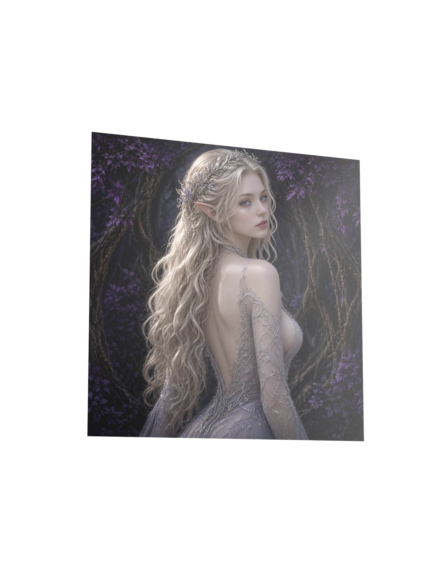 Ethereal Violet Elf Princess Romantasy Wall Art | Dark Fae Enchanted Forest Poster product image (5)