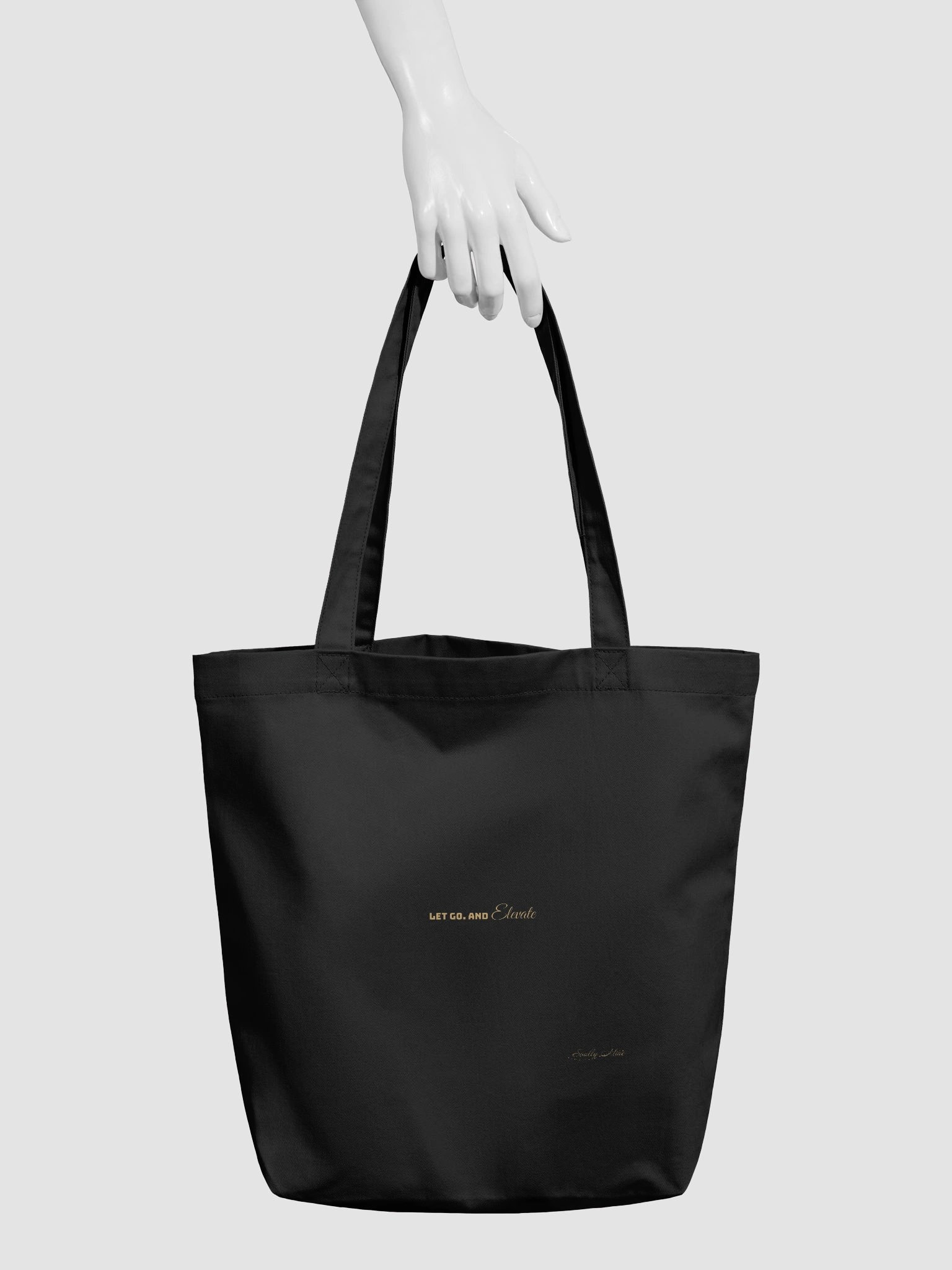 Soully Mine- GOLD PRINT Let Go. And Elevate Tote Bag in Black product image (4)