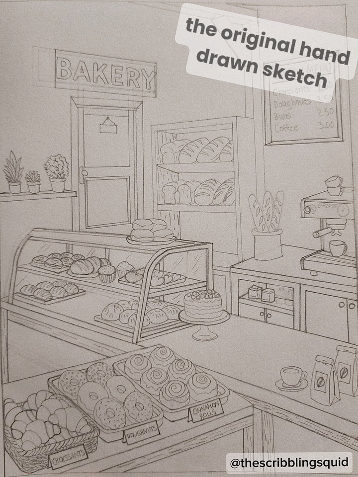Cozy Bakery Coloring Page | Hand-Drawn Digital Download | Intricate Cafe Interior product image (2)