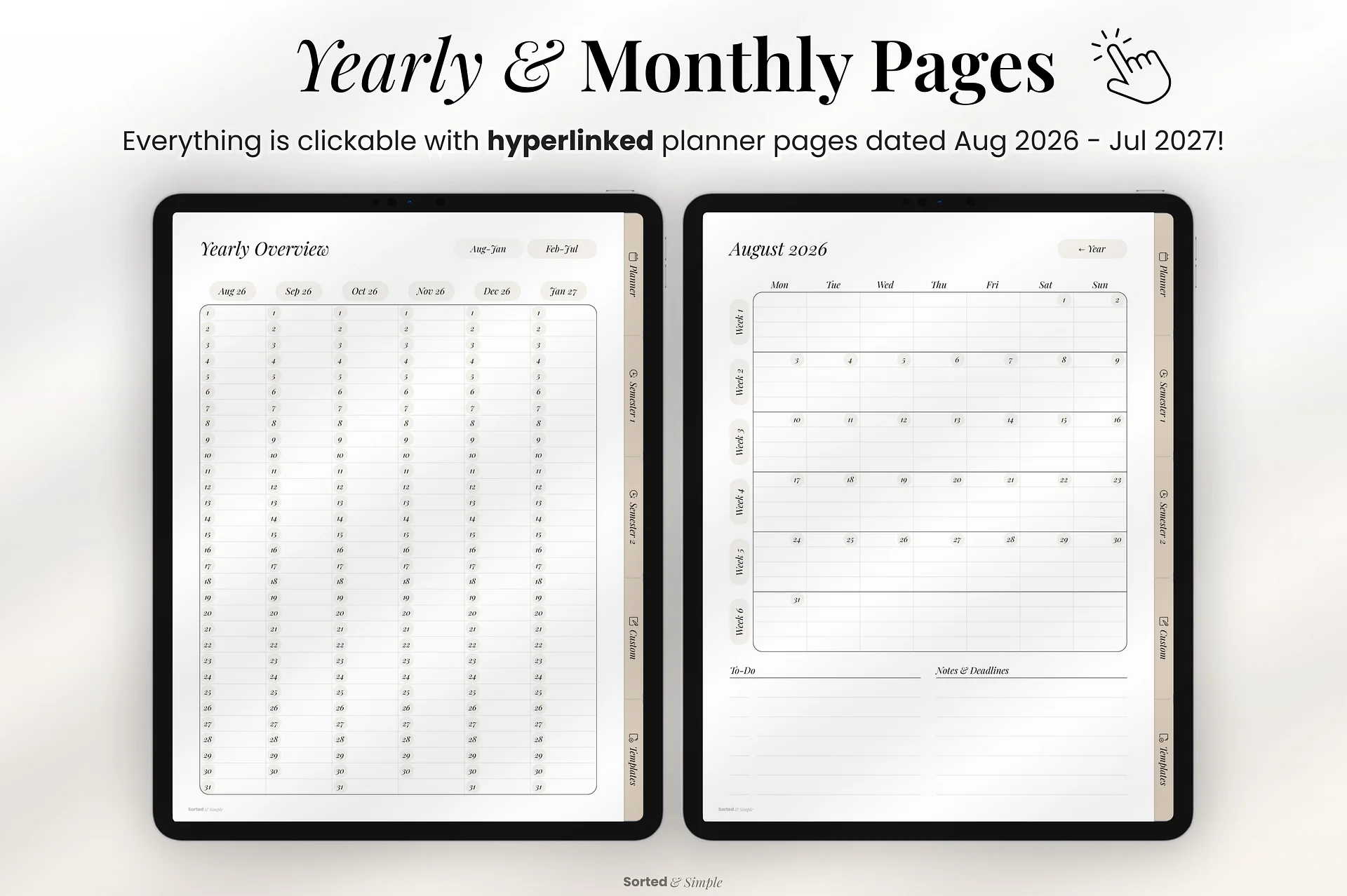 2026/2027 Mid-Year Student Digital Planner Portrait - Oat Beige product image (8)