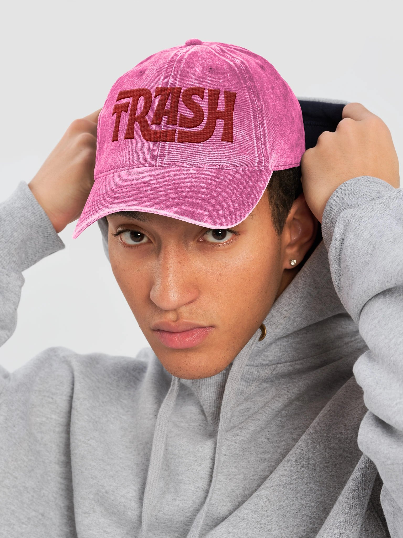 TRASH Pink + Red Baseball Hat product image (6)