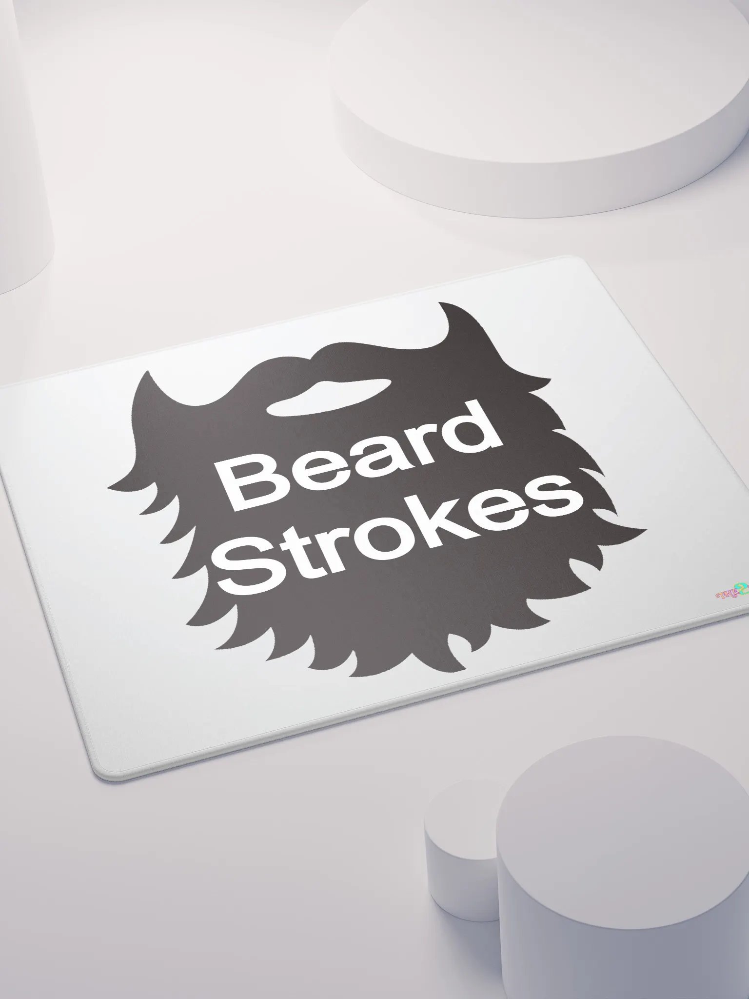 Black Beard Strokes Gaming Mouse Pad (White) product image (4)