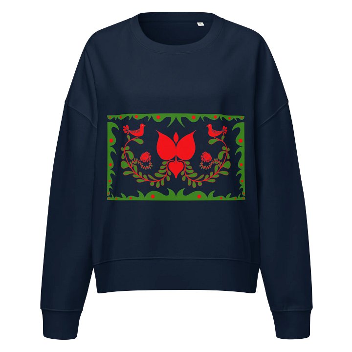 Hungarian Deep Blue Garden Blossom Women's Organic Sweatshirt product image (1)