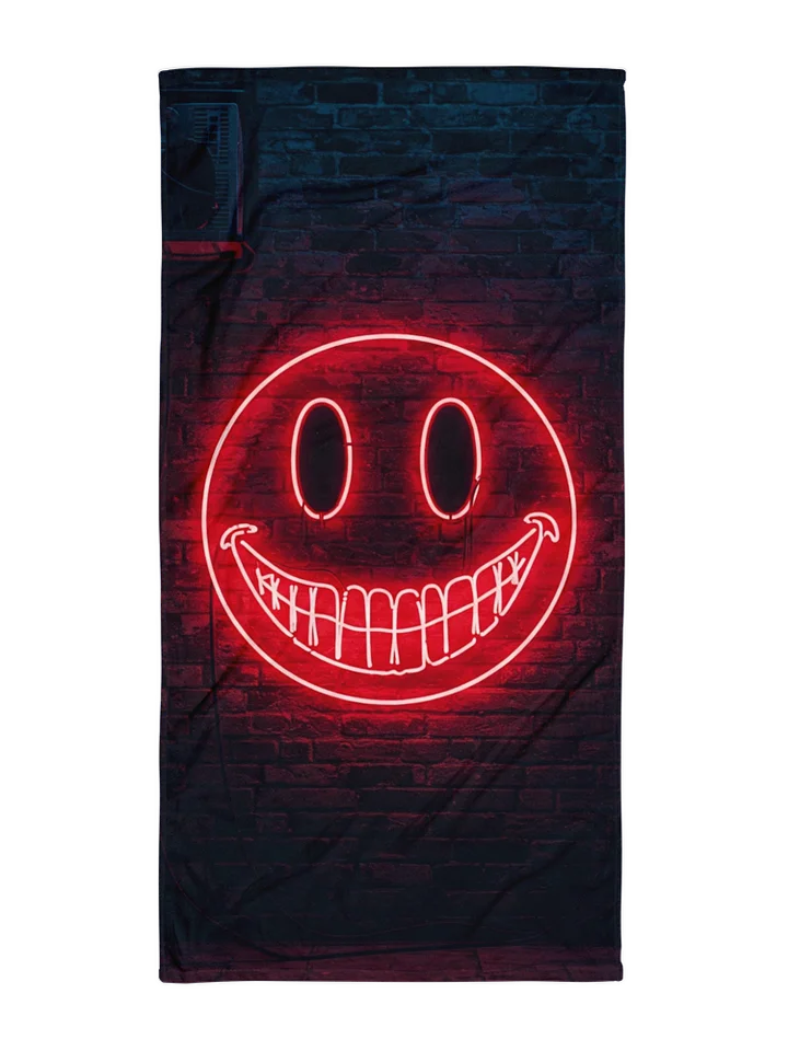 Red Neon Smiley Face Beach Towel product image (1)