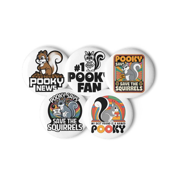 Original Pooky Artwork Buttons: Set of Five -w product image (3)