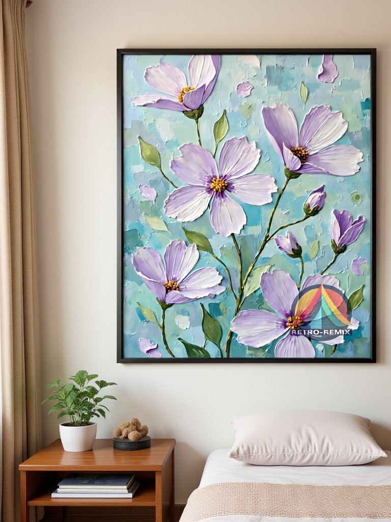 Lavender Dreamscape: Textured Floral Serenity Wall Art product image (3)