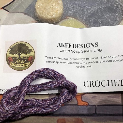 I'm so excited for today's project! 

I'll be working on a quick and satisfying linen soap saver bag using this gorgeous purp...