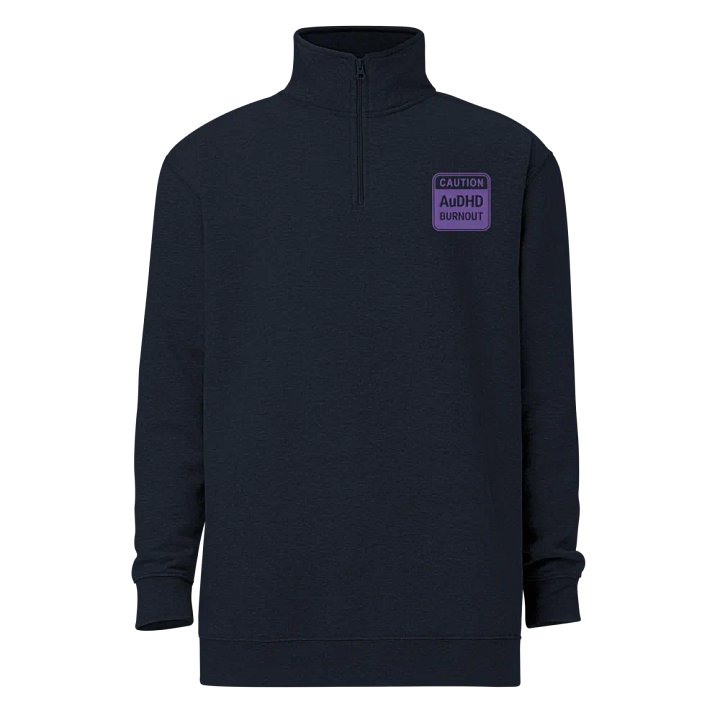 CAUTION: AuDHD BURNOUT (purple outline) embroidered quarter zip product image (12)
