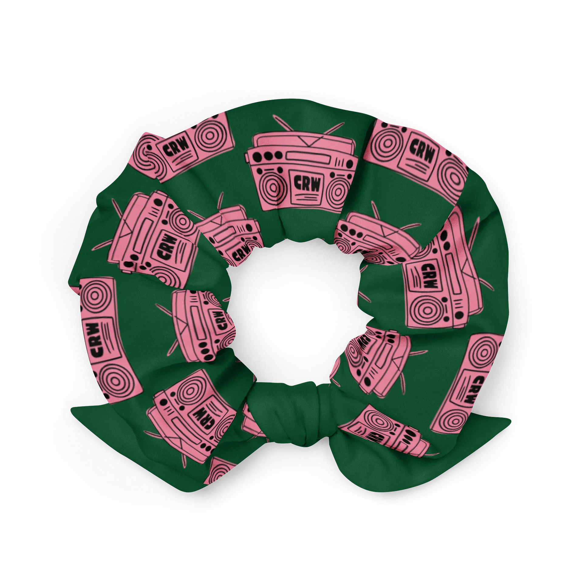 The "Studio-Ready" Logo Scrunchie - Emerald & Pink Boombox Edition product image (2)