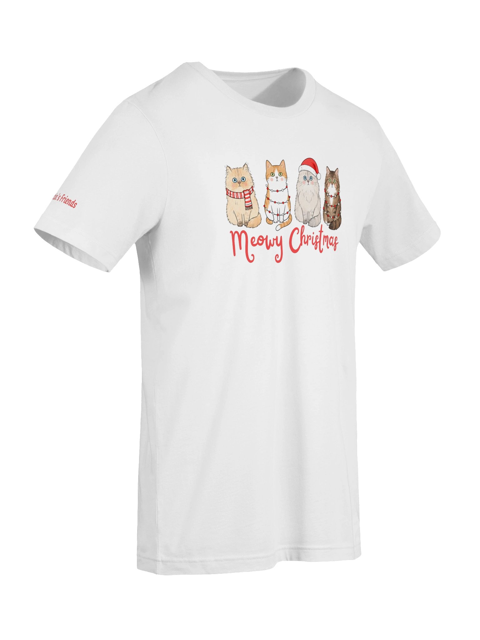Kristin's Friends "Meowy Christmas" White T-Shirt product image (7)