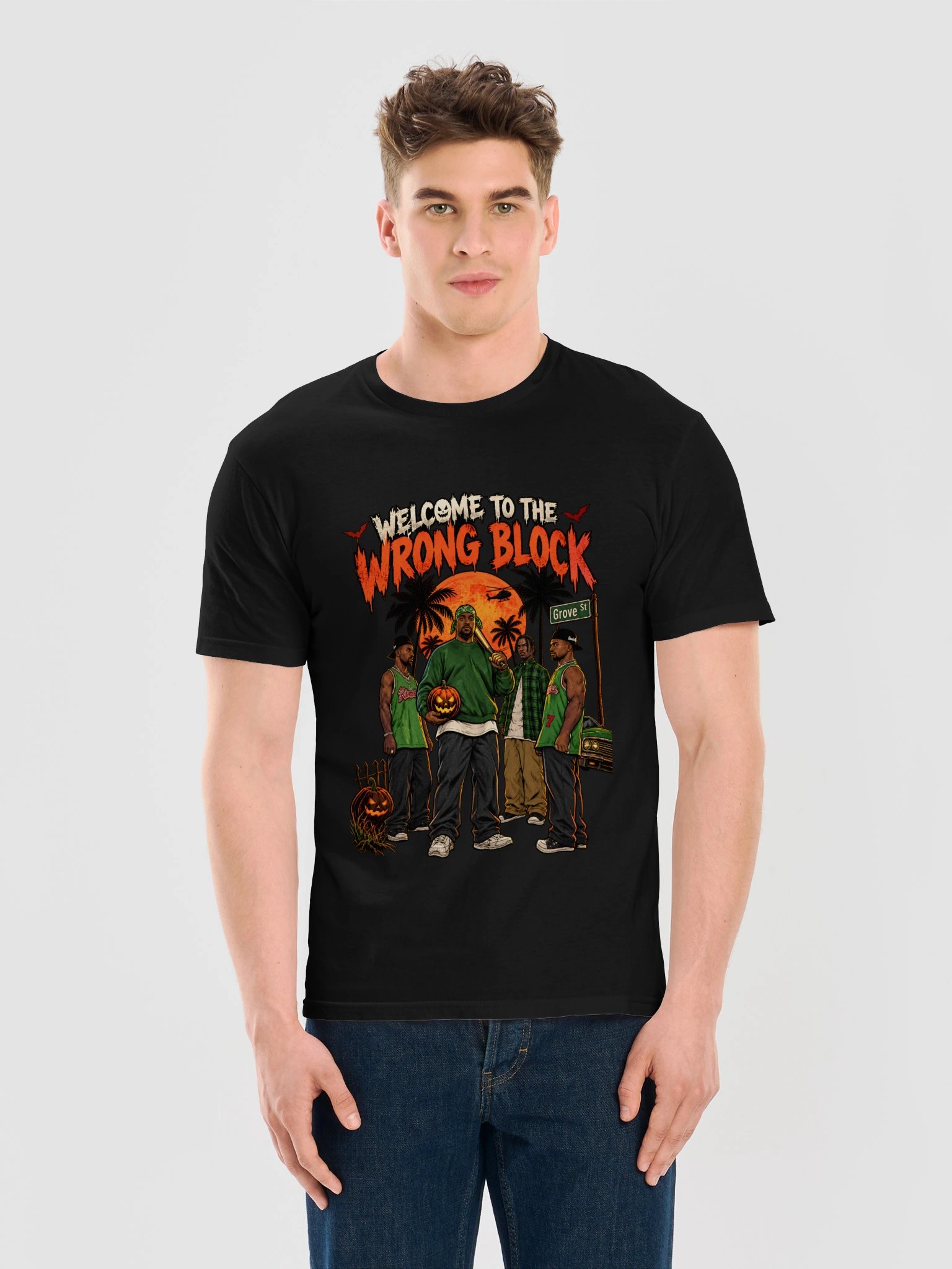 GTA Halloween T Shirt | Grove Street Families GTA Sanandreas Gang Tee - Welcome To The Wrong Block product image (2)
