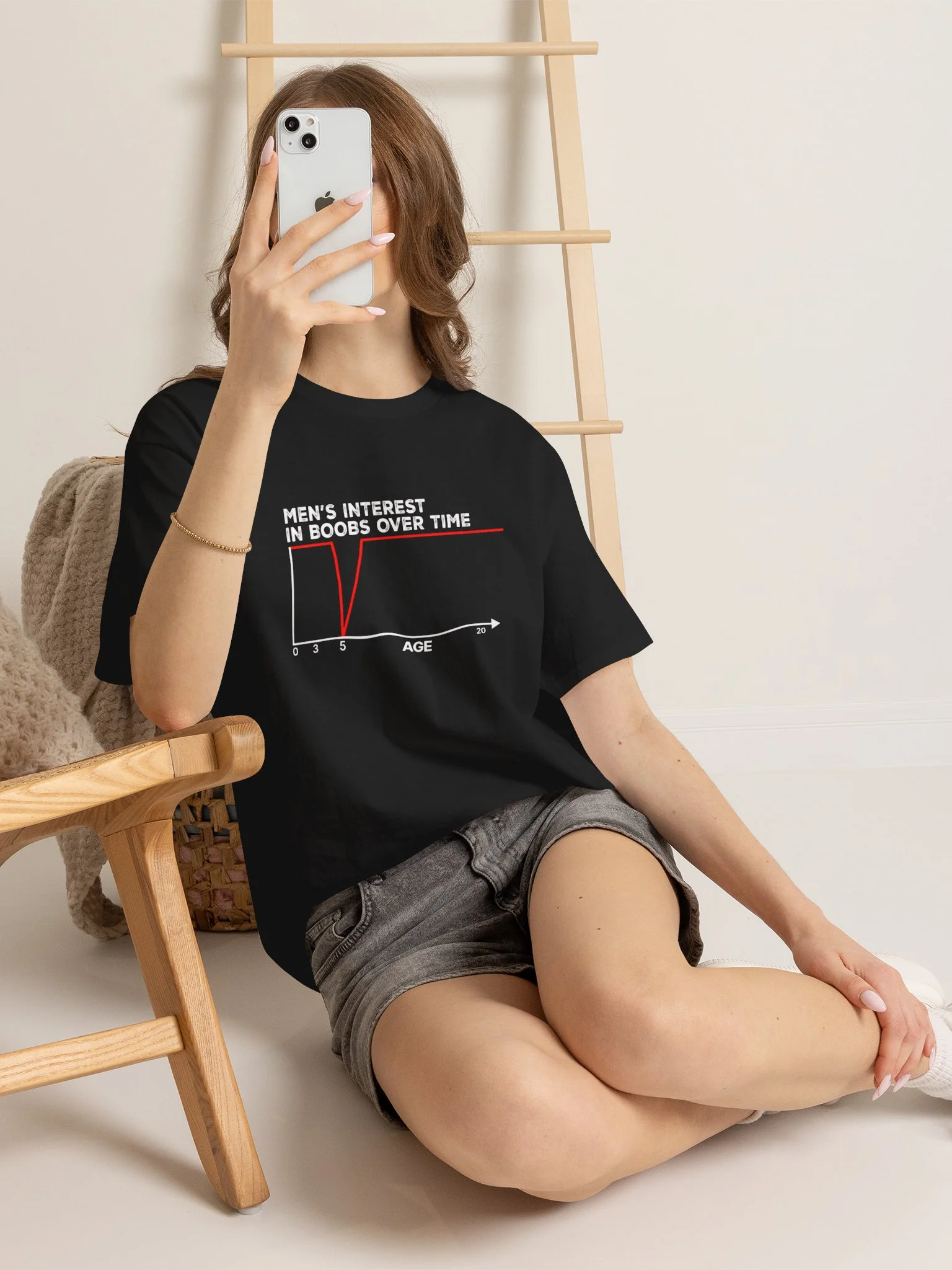 Men’s Interest in Boobs Over Time Chart Funny Shirt product image (136)