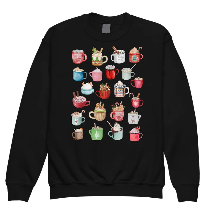 Hot Cocoa Collage Winter Youth Crewneck Sweatshirt product image (4)