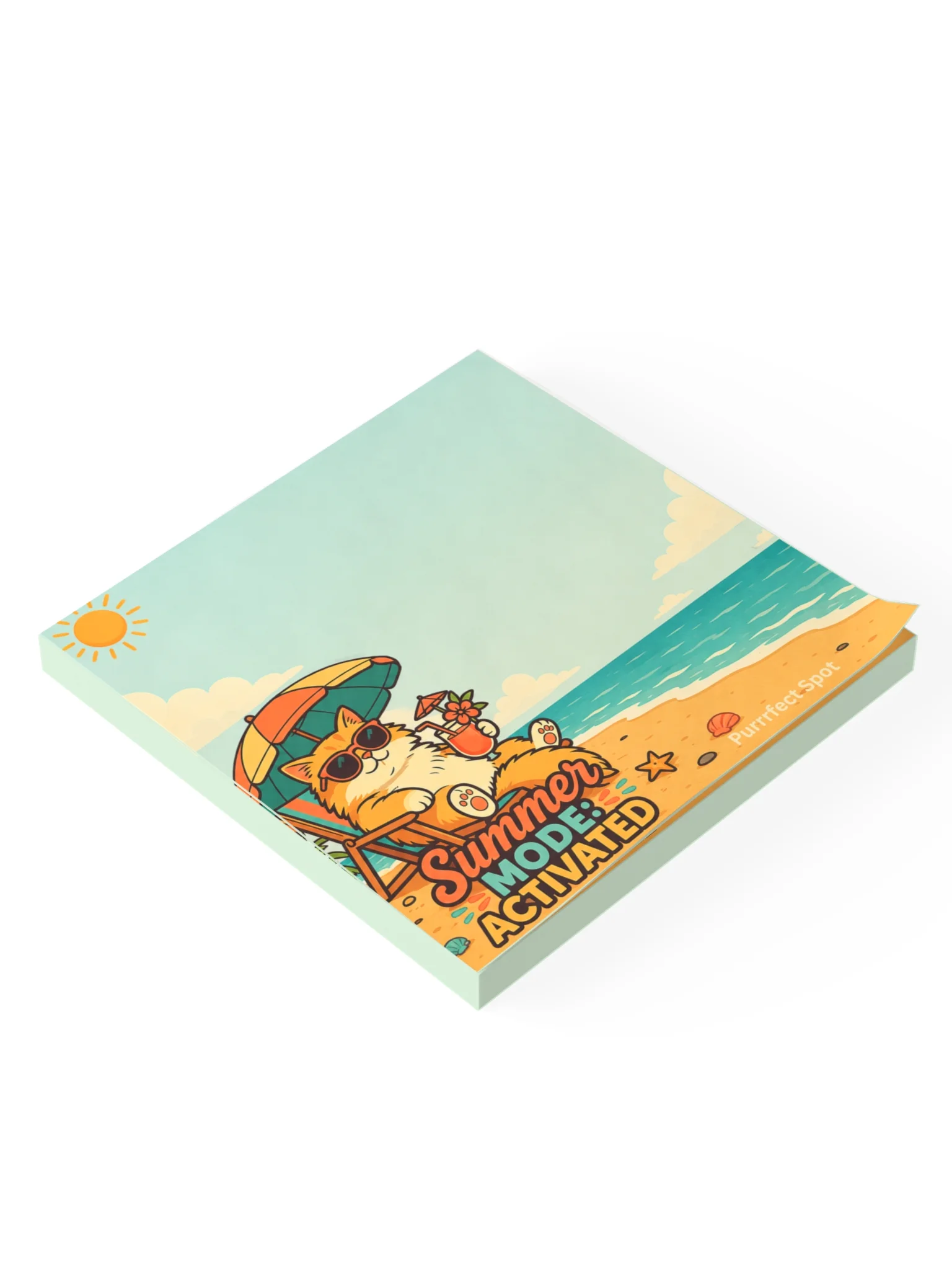 Summer Mode Activated Cat Beach Post-It Note Pad – 50 Sheets product image (2)