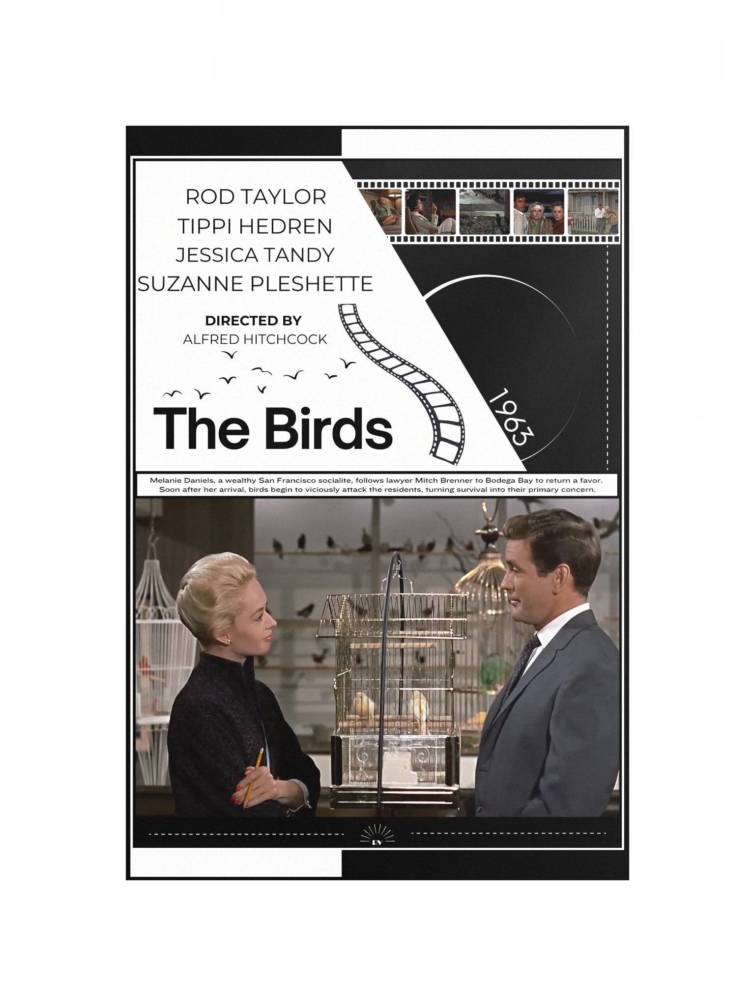 The Birds with Tippi Hedren and Rod Taylor 1963 | Movie Poster | 12x18 Wall Art product image (4)