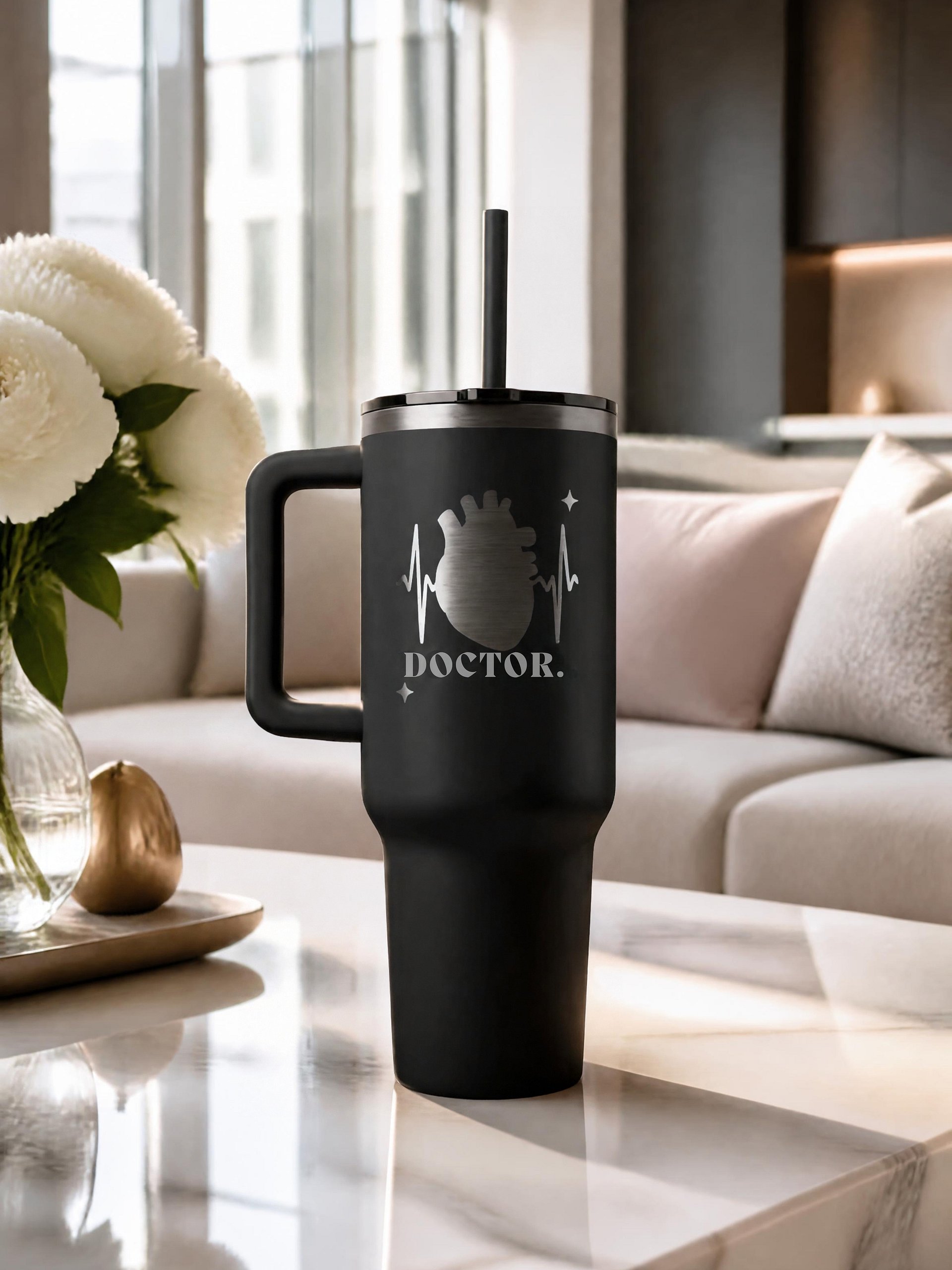 Cardio Specialists Insulated Travel Tumbler With Straw And Ergonomic Handle - Fall Aesthetic product image (9)