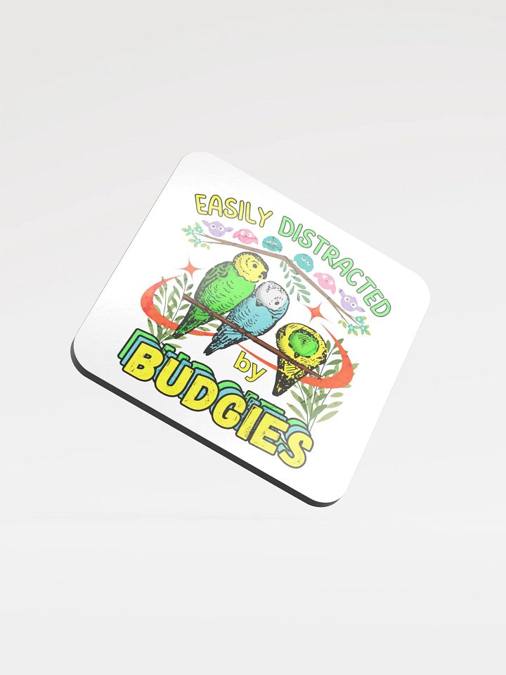 Easily Distracted By Budgies Paradise Glossed Coaster product image (2)