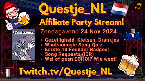 Vanavond ben ik live op mijn NL-Talige #Twitch voor een gezellige afsluiting van het weekend :)Kom een drankje doen, muziek a...